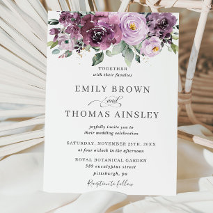 Invitation Plum rustique Mauve Purple Floral Mariage