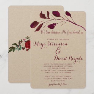 Invitation Plum rustique   Nous aimons parce qu'il nous a aim
