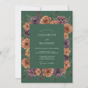 Invitation Plum Terracotta Ranunculus Poussiéreux Eucalyptus