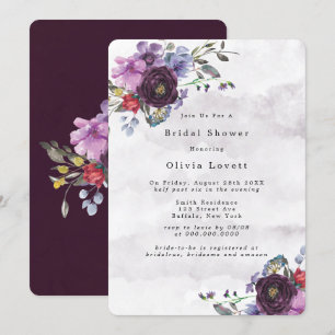 Invitation Plum Violet Botanique Fête des mariées de pivoine