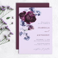 Plum violet & Indigo Bleu Élégant Mariage floral