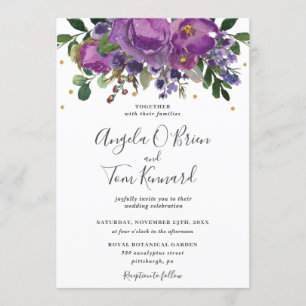 Invitation Plum violet Mariage de verdure fleurie
