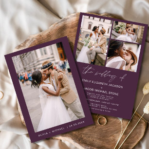 Invitation Plum violet minimaliste Élégant Mariage photo