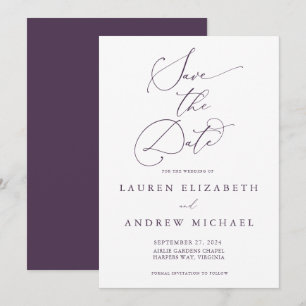 Invitation Plum violet minimaliste moderne Enregistrer la dat