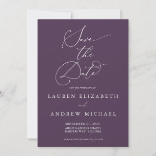 Invitation Plum violet minimaliste moderne Enregistrer la dat