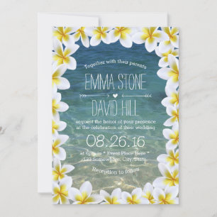 Invitation Plumeria Classy Floral Frame Beach Mariage