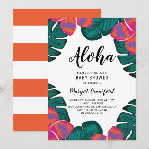 Invitation Plumeria et verdure Baby shower tropical