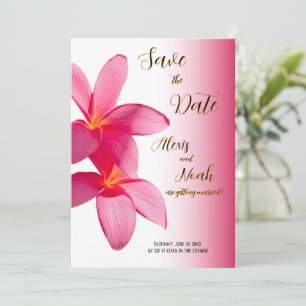 Invitation Plumeria rose Fleurs sur rose, Floral, Save Date