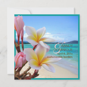 Invitation Plumeria rose PixDezines + plage