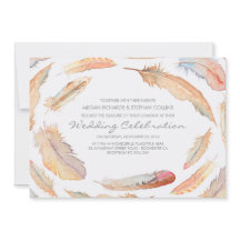 plumes d'aquarelle de boho tribus et mariage sauva