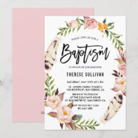 Plumes de Bohême et couronne de fleurs Baptême ros