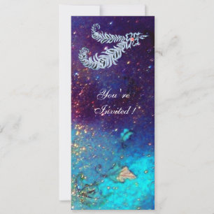 Invitation PLUMES DE DIAMANT , éclats de turquoise bleue vert