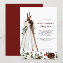 Invitation Plumes de la tribu Boho Bouquet floral Mariage Tee