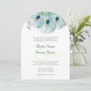 Invitation Plumes de paon vintage