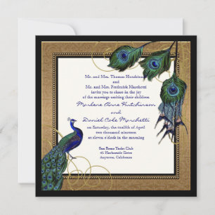 Invitation Plumes de paon vintage 7 - Mariage élégant formel