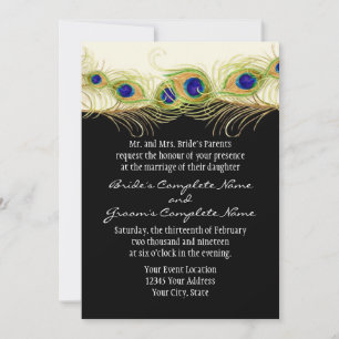 Invitation Plumes de Peacock de Swirl moderne Monogramme Mono