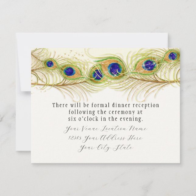 Invitation Plumes de Peacock de Swirl moderne Monogramme Mono (Devant)