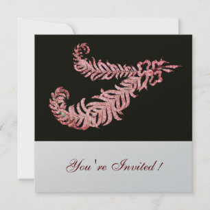 Invitation PLUMES DIAMANT ROSE , Métallic Argent