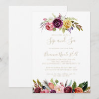 Plumes d'or Boho Tropical Sip et voir l'invitation