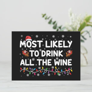Invitation Plus susceptible de boire tout le vin Famille Noël