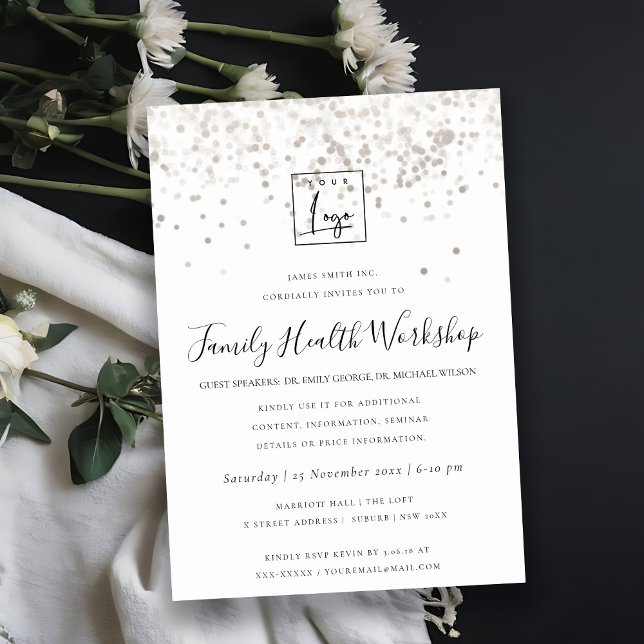 INVITATION PLUSH SILVER FOIL TEXTURE VOTRE ATELIER DE LOGO ÉV (Créateur téléchargé)