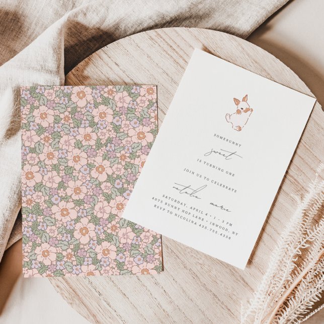 Invitation Plutôt doux printemps Pâques filles 1er anniversai (Créateur téléchargé)