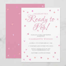 Invitation Plutôt Rose Coeurs d'amour Prêt à Pop Baby shower