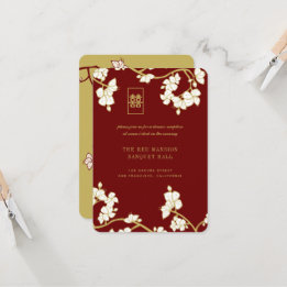 Invitation Poche/Fleurs Plum Double Bonheur Accueil Rouge