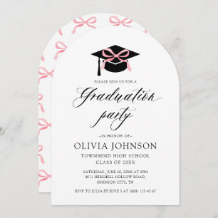 Invitation Pochette de graduation moderne Pink Bow Graduation