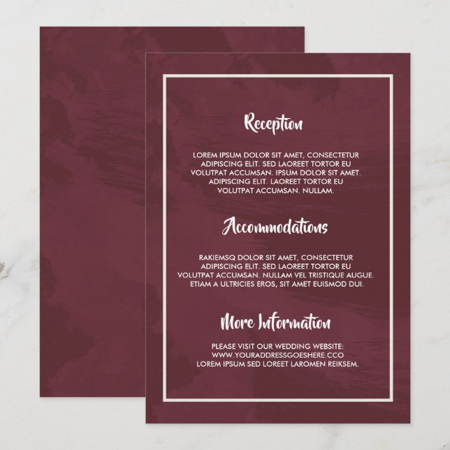 Invitation Pocket de Parties scintillant de Bourgogne et d'or (Devant / Derrière)