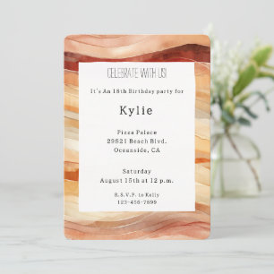 Invitation Poeach Dusty Cream Waves Birthday