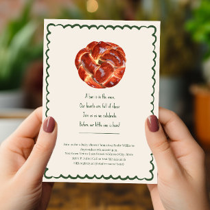 Invitation Poème Bébé dans le Four Bain de Bébé Neutre
