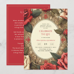 Invitation Poème commémoratif de la vie des Roses rouges vint