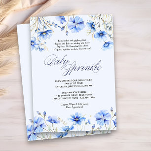 Invitation Poème de Baby Sprinkle Bleu Fleur bébé Shower