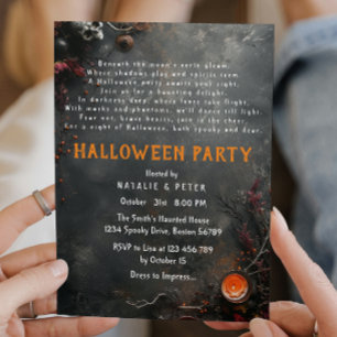 Invitation Poème d'Halloween gris foncé adulte