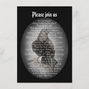 Invitation Poème Edgan Allan Poe Raven pour la fête d'Hallowe