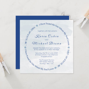 Invitation Poème Hébreu d'amour Étoile de David Mariage Juif 
