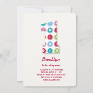 Invitation Poids Fuzzy Couleur Points 1er Anniversaire Photo 