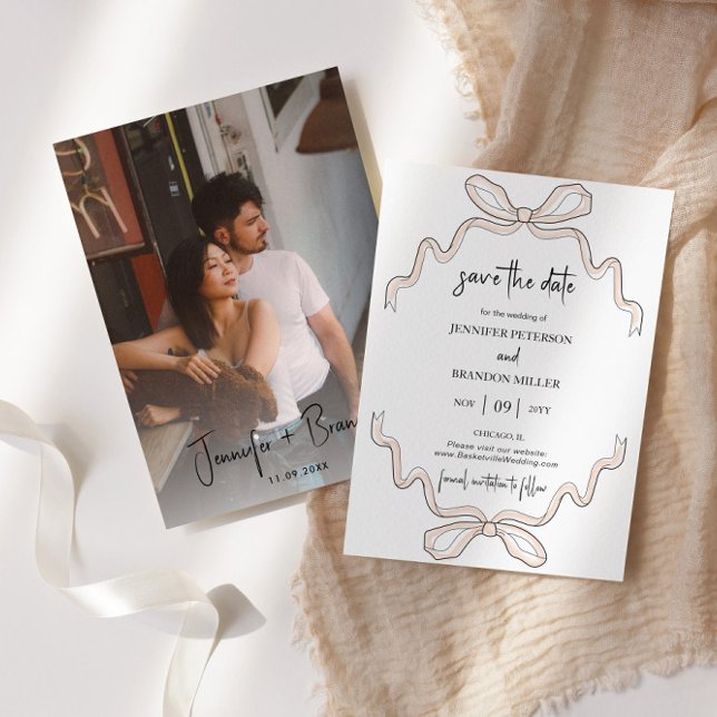 Invitation Poignée à la main Bow Enregistrer la photo de la d (Créateur téléchargé)