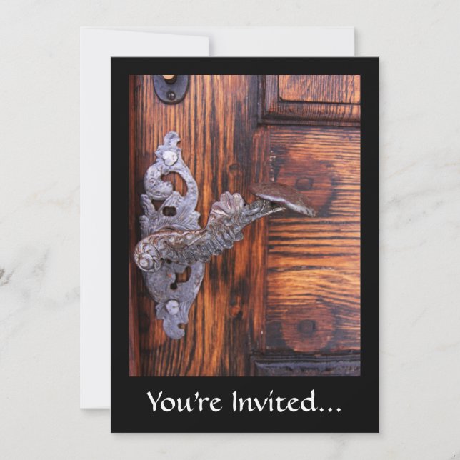 Invitation Poignée de porte vintage, Immobilier en bois vieil (Devant)