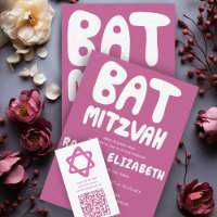 Poignée super Bat mitzvah personnalisé rose