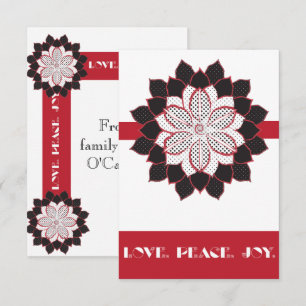 Invitation poinsettia Abstraite noire, blanche et rouge