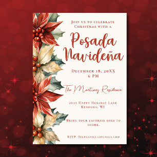 Invitation Poinsettia Festive Mexicaine Posada Navideña