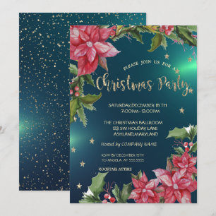 Invitation Poinsettia, Fête de Noël de la société Stars Green