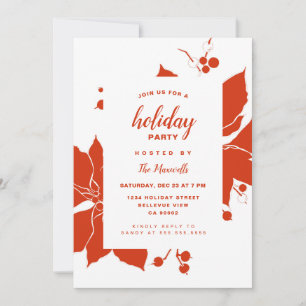 Invitation Poinsettia Red Graphic Fête