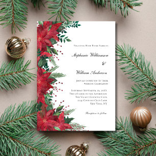 Invitation Poinsettia Rouge Fleurs d'hiver Noël Mariage