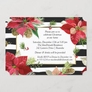 Invitation Poinsettias sur l'invitation 2 de fête de Noël de