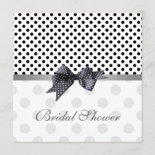 Invitation Point de polka blanc noir, douche nuptiale de