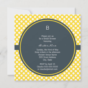 Invitation Point de polka monogramme blanc, jaune et charbon