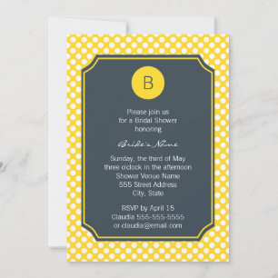 Invitation Point de polka monogramme blanc, jaune et charbon